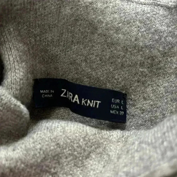 [L]Zara Knit Gray Ruffled Sleeve Wool Blend  Tunic Dress - Picture 8 of 9